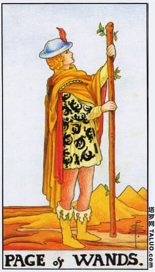 Carta del tarot Paje de Bastos