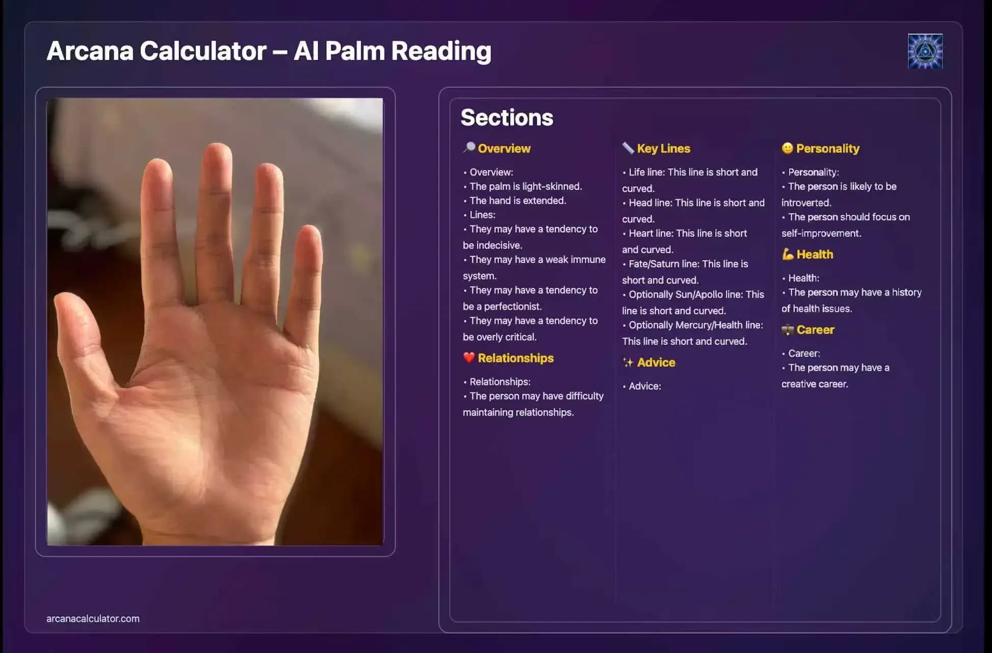 AI Palm Reading Result